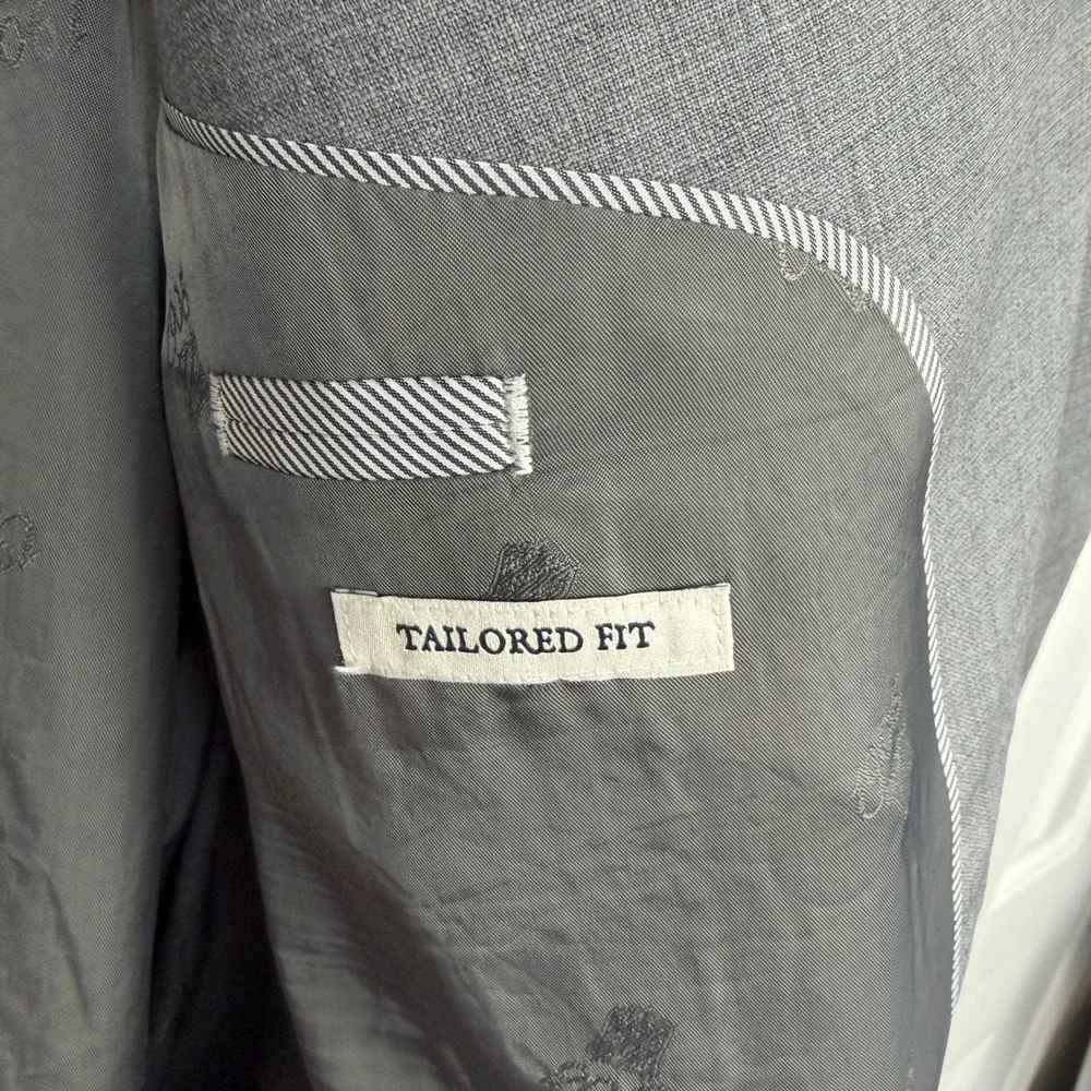 JOS A BANK 1905 52R Tailored Fit Plaid Grey‎ Wool Blend Jacket Blazer Sport Coat
